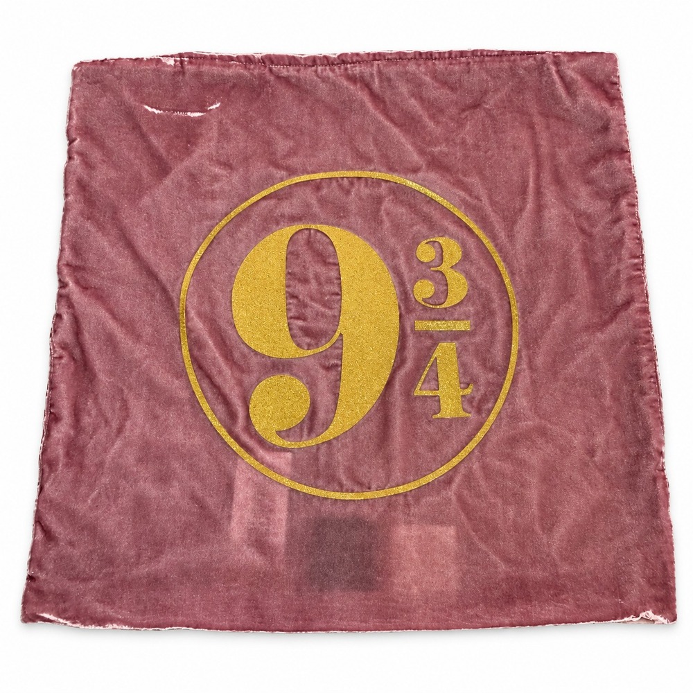 PBteen Harry Potter Platform 9¾ Velvet Pillow Cover 16x16 Mauve Gold